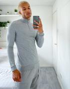 Asos Design Organic Muscle Half Zip Sweatshirt In Gray Heather