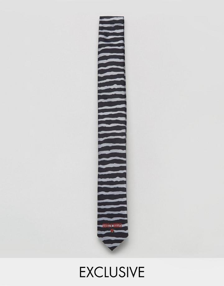 Reclaimed Vintage Inspired Tie With Guns N Roses Logo - Black