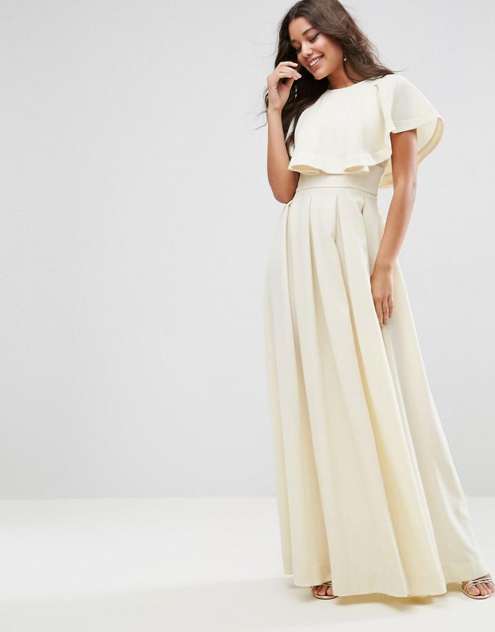 Asos Frill Shoulder Maxi Dress - Cream