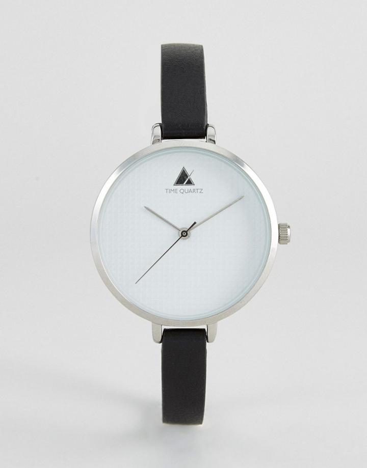 Asos Curve Monochrome Large Face Skinny Strap Watch - Black