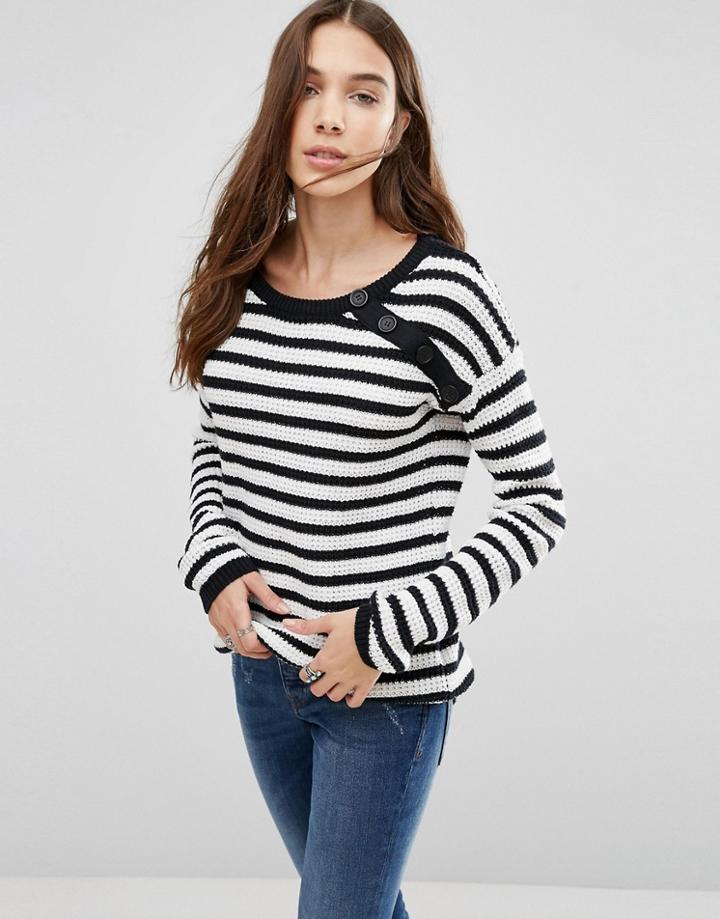 Blend She Jannis Striped Pullover - Black