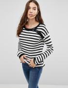 Blend She Jannis Striped Pullover - Black