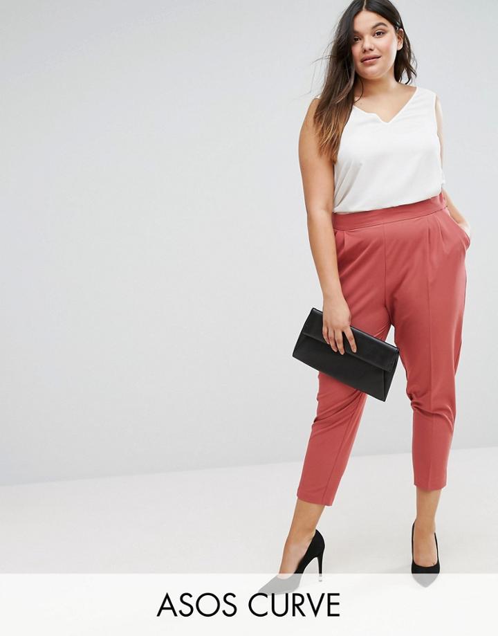 Asos Curve High Waist Tapered Pant - Pink