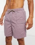 Asos Design Cargo Swim Shorts In Pink Acid Wash