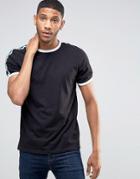 New Look Ringer T-shirt In Black With Tape Detail - Black