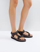 H By Hudson Calypso Velcro Leather Sandal - Black