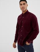 Pull & Bear Cord Shirt In Burgundy - Red