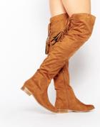 Missguided Flat Over The Knee Boot - Tan