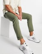 Jack & Jones Intelligence Slim Fit Chinos In Washed Khaki-green