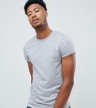 Asos Design Tall T-shirt With Crew Neck And Roll Sleeve In Gray