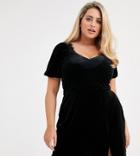 Fashion Union Plus Sweetheart Neckline Mini Dress With Lace Trim-black