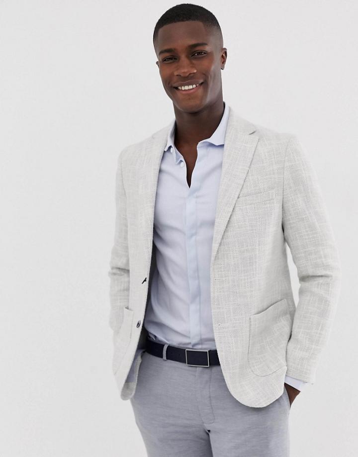 Moss London Slim Blazer In Light Gray Texture - Gray