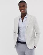 Moss London Slim Blazer In Light Gray Texture - Gray