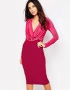 Hedonia Amara Cowl Front Body-conscious Dress - Pink
