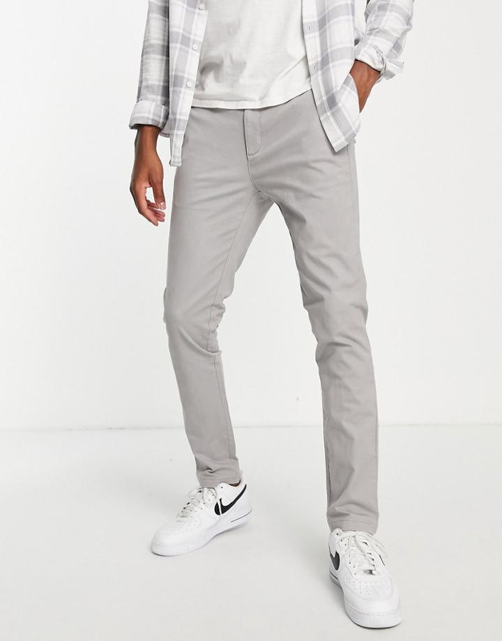 Topman Skinny Chino Pants In Gray