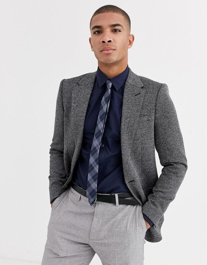 River Island Jersey Skinny Blazer In Gray Check