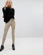 Religion High Waist Biker Pants In Faux Snake - Beige