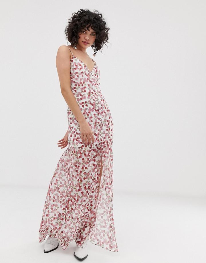 Emory Park Drop Hem Maxi Dress In Rose Print-pink