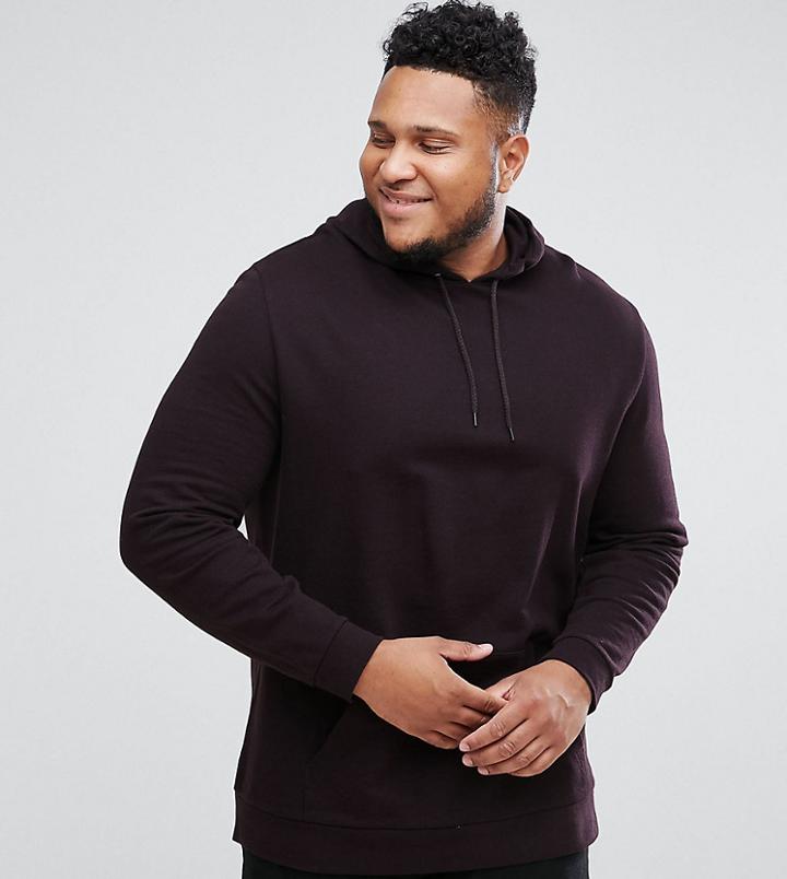 Asos Plus Longline Hoodie In Burgundy - Red