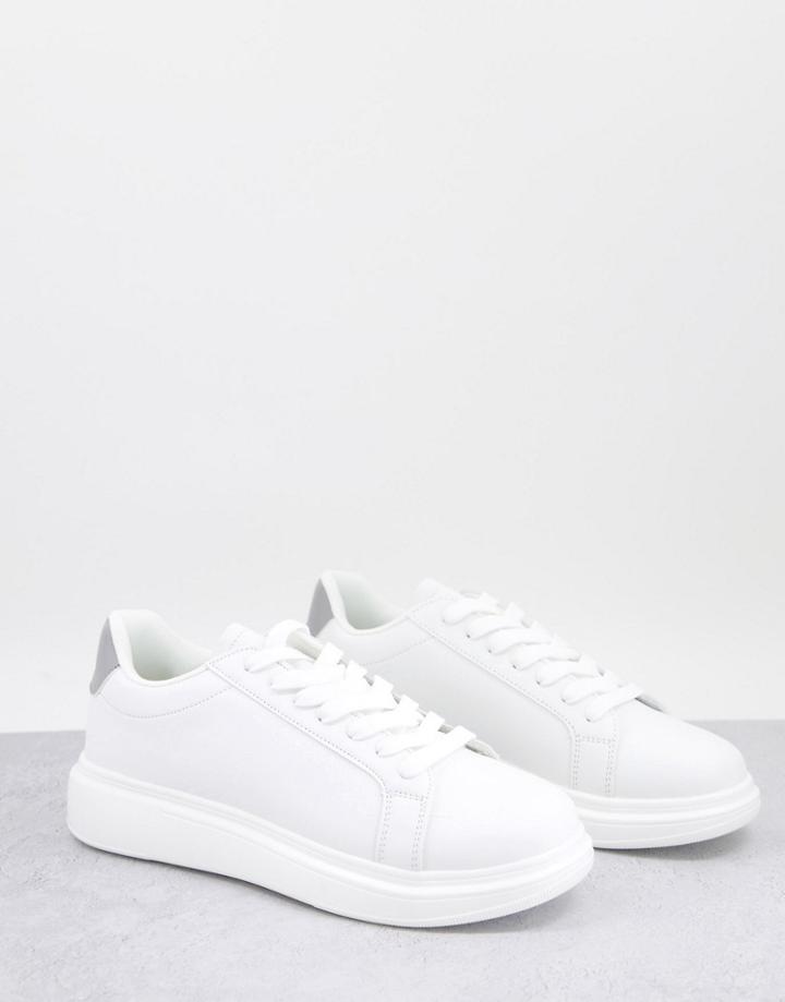 Brave Soul Sneakers In White With Gray Tab
