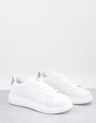 Brave Soul Sneakers In White With Gray Tab