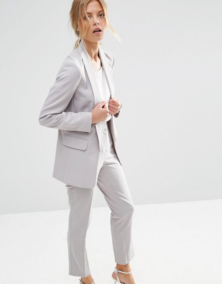 Asos Premium Tailored Edge To Edge Blazer - Silver