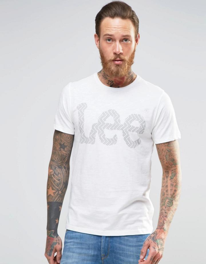 Lee Logo Print T-shirt In White - Cloud Dancer