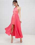 Asos Design High Low Mini Pleated Dress-pink