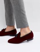 Kg By Kurt Geiger Velvet Tassel Loafers Wine - Red