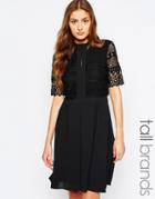 Y.a.s Tall Lace Overlay Dress - Black