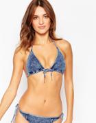 Seafolly Deja Blue Slide Triangle Bikini Top - Denim