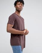 Only & Sons Longline T-shirt With Asymetric Drape - Red