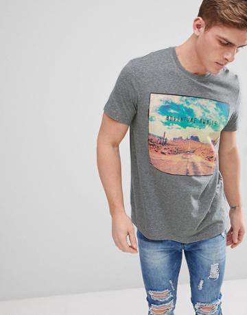 Esprit T-shirt With Adventure Print - Gray