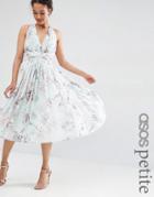 Asos Petite Wedding Soft Rose Print Hollywood Midi Dress - Multi