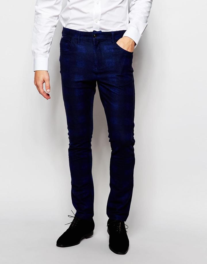 Asos Super Skinny Chinos In Bright Check Print - Bright Blue