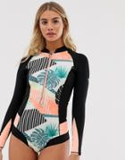 Roxy Pop Surf Print Cheeky Long Sleeve Wetsuit In Multi