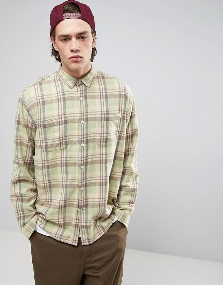Asos Oversized Check Shirt In Mint - Green