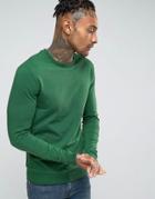 Asos Lightweight Muscle Sweatshirt In Green - Green