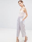 Asos Satin Wide Leg Culotte Pants With Piping - Multi
