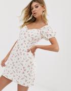 Talulah Avery Ditsy Floral Print Puff Sleeve Dress-cream