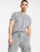 Brave Soul Terry T-shirt And Short Set In Gray-grey