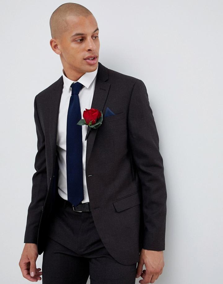 River Island Wedding Skinny Fit Suit Jacket In Dark Purple - Purple