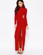 Twin Sister High Neck Maxi Dress - Red