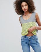Qed London Lace Detail Tank - Yellow