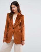 Helene Berman Longline Blazer In Textured Burnt Copper - Orange