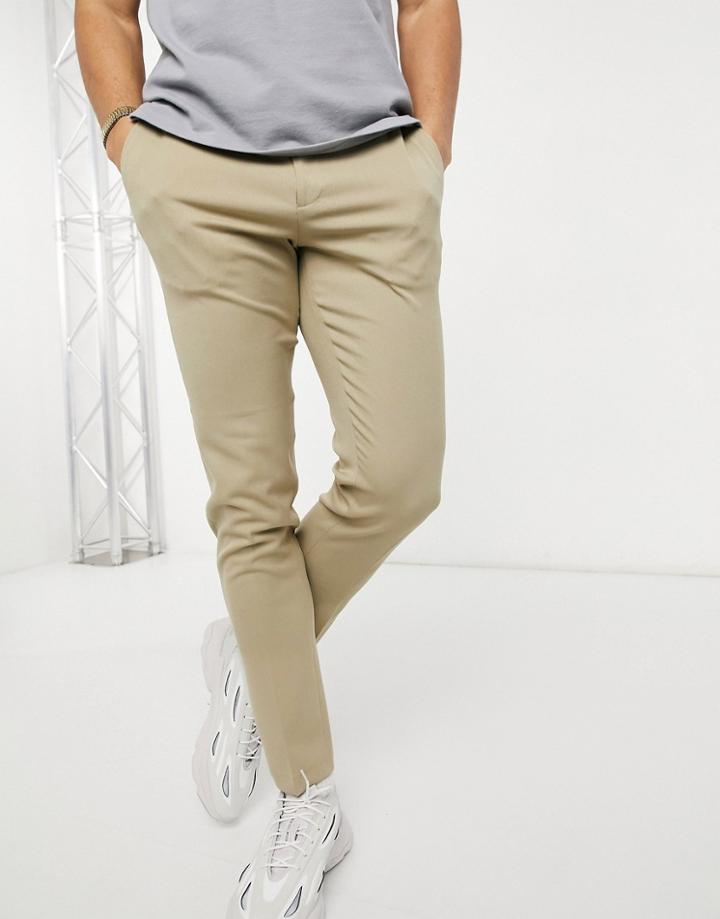 Asos Design Summer Wedding Range Super Skinny Suit Pants In Camel-neutral