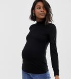 Asos Design Maternity Turtleneck Long Sleeve Top In Black