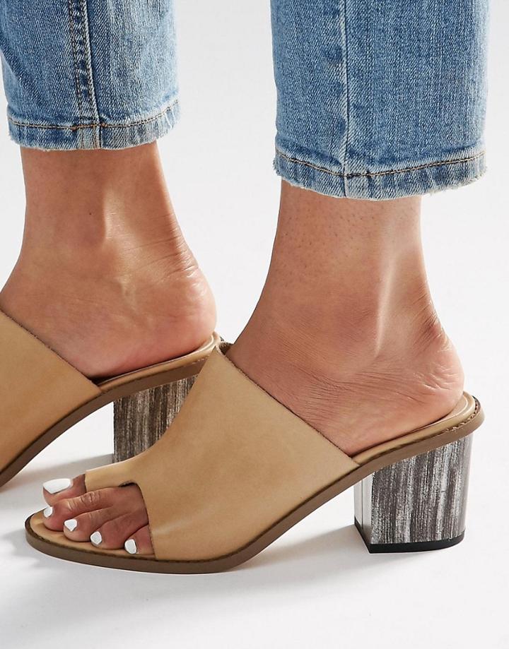 Asos Talk Leather Mule - Beige