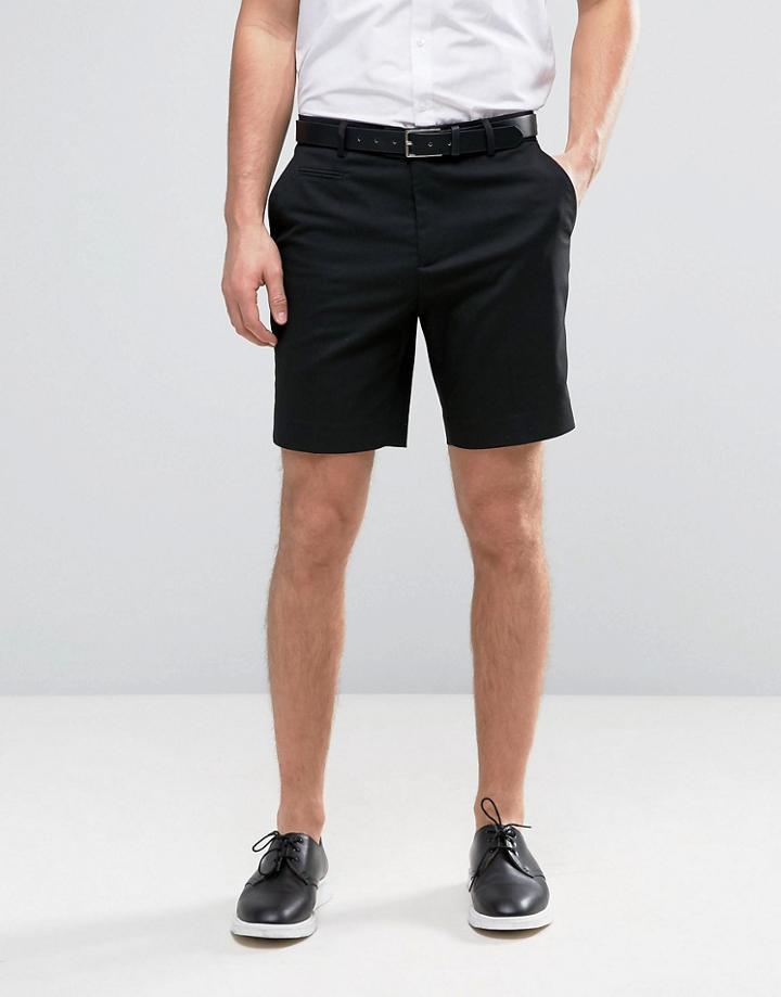 Asos Tailored Slim Shorts In Black - Black
