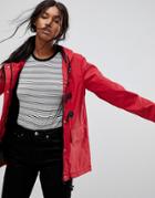 Brave Soul Trucker Rubberised Coat With Duffel Fastenings - Red